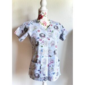 Lydia's Flossing Sheep Dental Scrub Smock Tunic Top